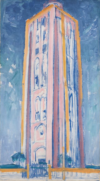 Lighthouse at Westkapelle in Orange, Pink, Purple and Blue by Piet Mondrian
